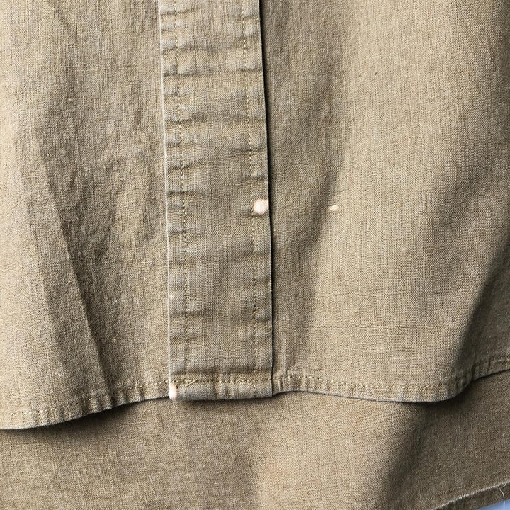 Vintage 90'S Tommy Hilfiger short-sleeved cotton and linen button-down shirt, men's size XL linen beige type brown Vintage Second Hand