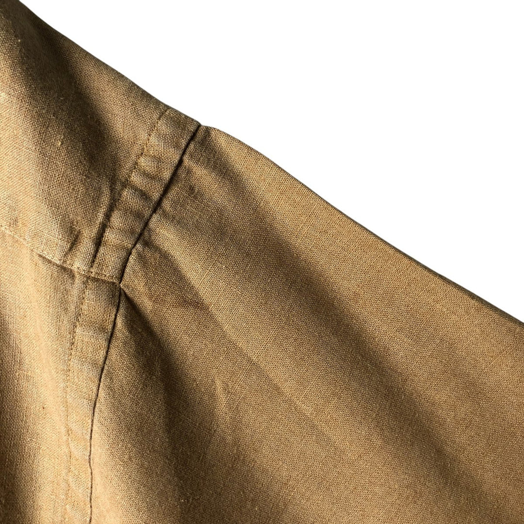 Vintage 90'S Tommy Hilfiger short-sleeved cotton and linen button-down shirt, men's size XL linen beige type brown Vintage Second Hand