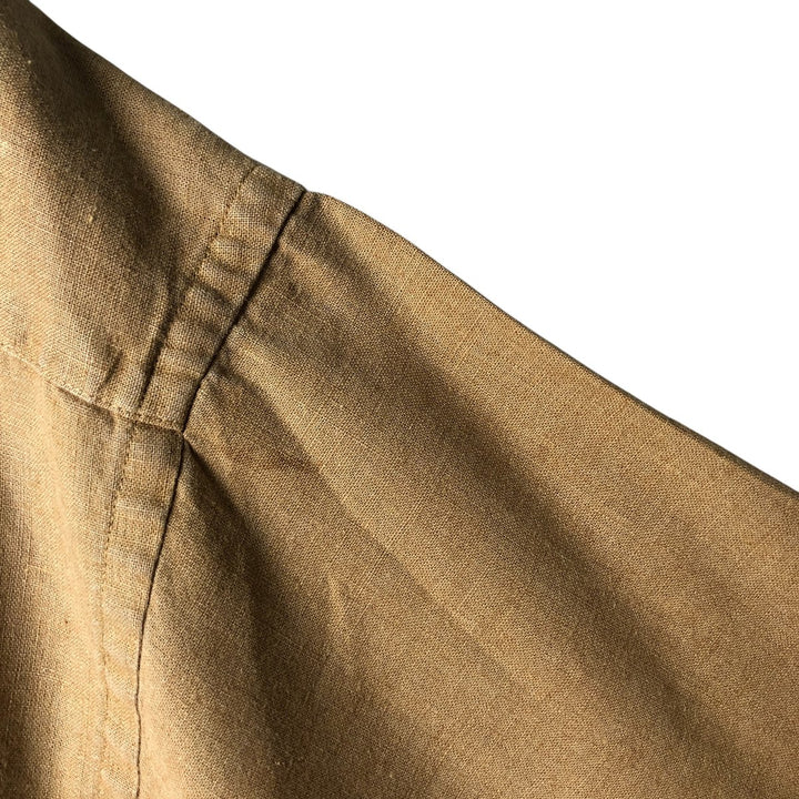 Vintage 90'S Tommy Hilfiger short-sleeved cotton and linen button-down shirt, men's size XL linen beige type brown Vintage Second Hand
