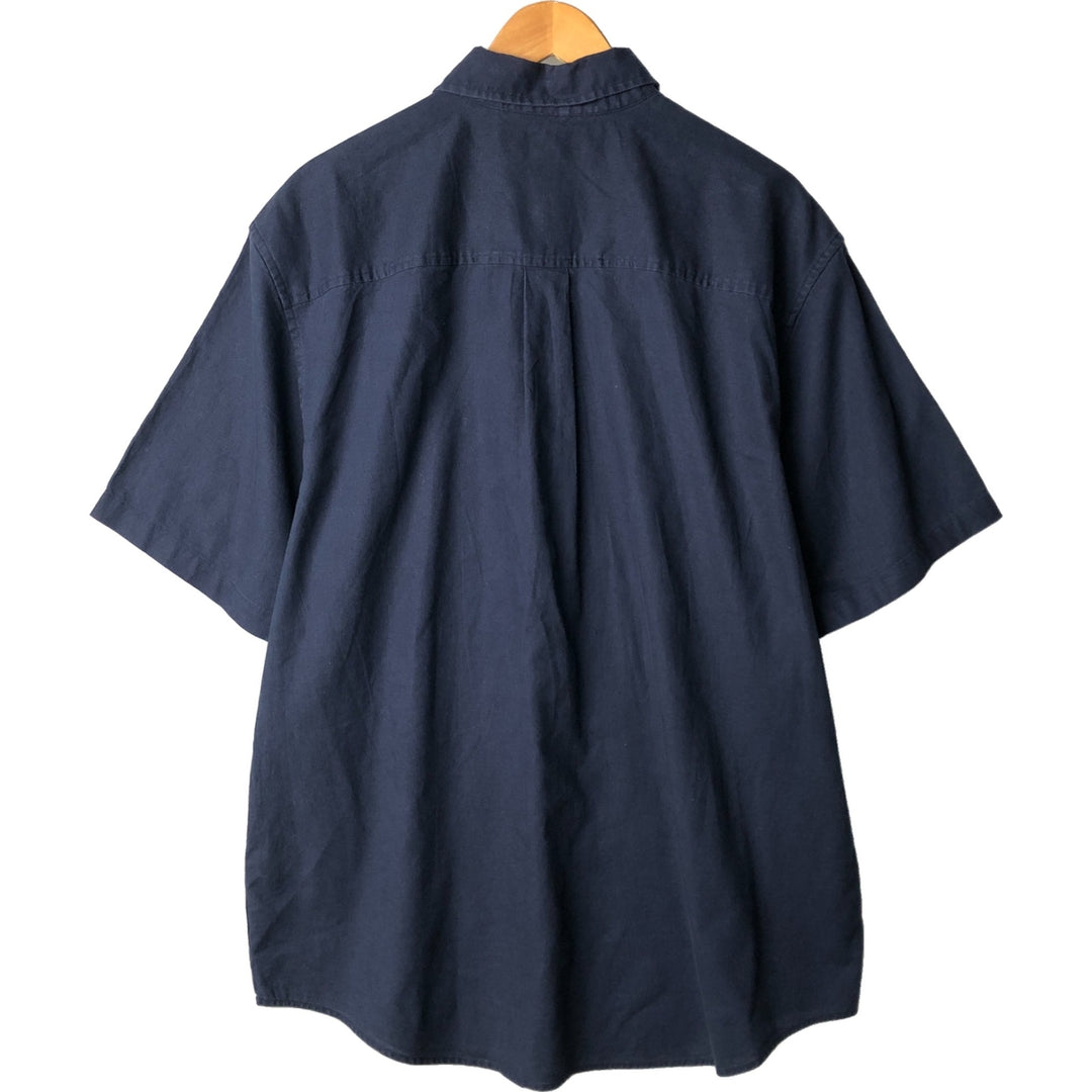 90s~00'S Timberland short sleeve linen shirt, men's XL size, vintage linen navy blue type Vintage Second Hand
