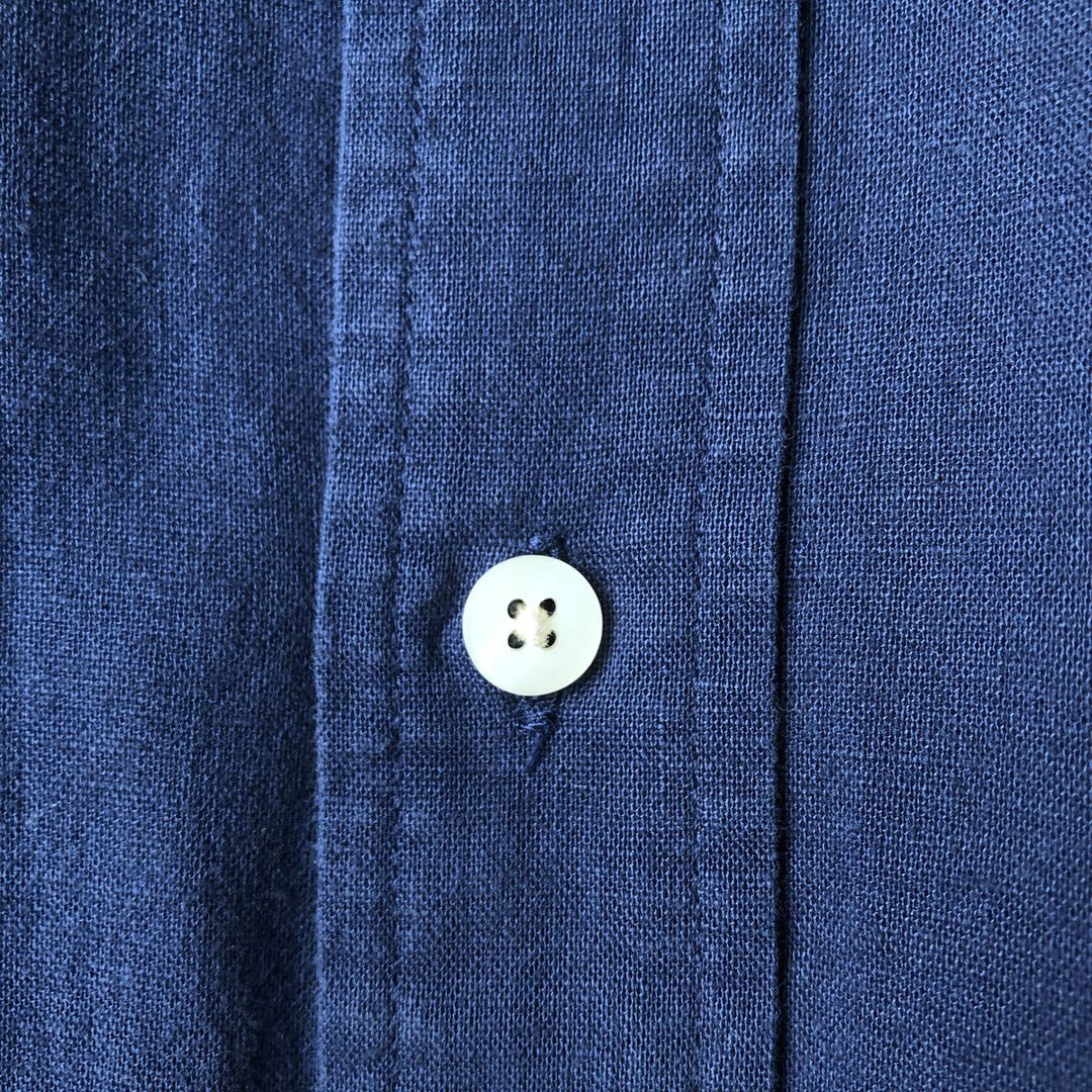 90s~00'S Timberland short sleeve linen shirt, men's XL size, vintage linen navy blue type Vintage Second Hand