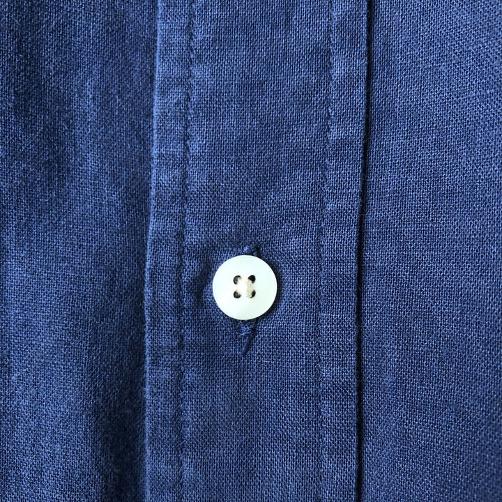 90s~00'S Timberland short sleeve linen shirt, men's XL size, vintage linen navy blue type Vintage Second Hand