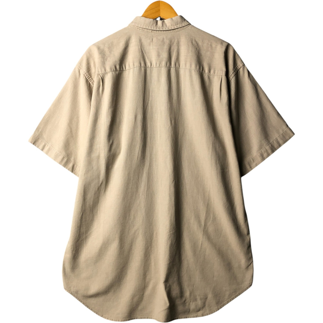 90'S GAP Vintage Short Sleeve Button-Down Shirt, Cotton and Linen, Men's Size L linen Beige type Vintage Second Hand