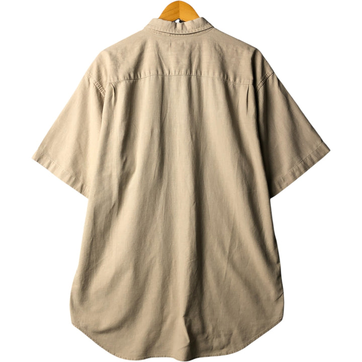 90'S GAP Vintage Short Sleeve Button-Down Shirt, Cotton and Linen, Men's Size L linen Beige type Vintage Second Hand