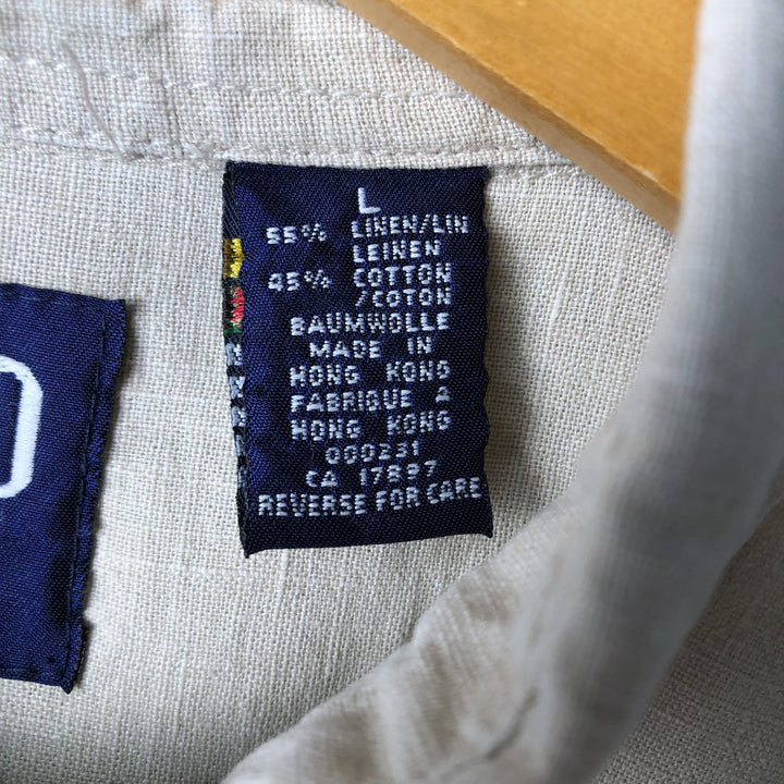 90'S GAP Vintage Short Sleeve Button-Down Shirt, Cotton and Linen, Men's Size L linen Beige type Vintage Second Hand