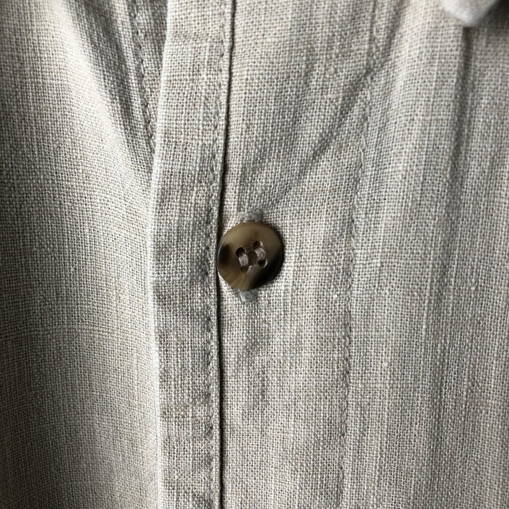 90'S GAP Vintage Short Sleeve Button-Down Shirt, Cotton and Linen, Men's Size L linen Beige type Vintage Second Hand