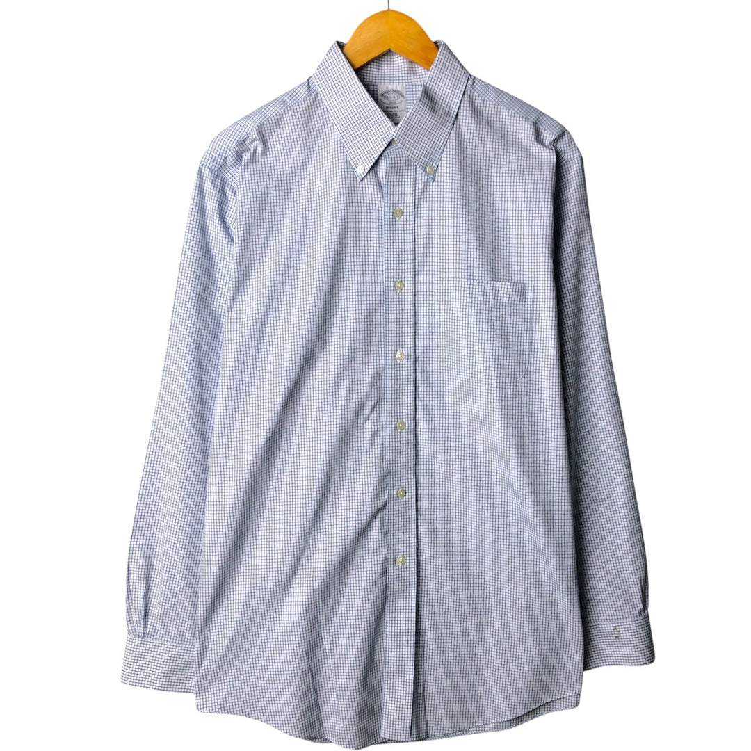 Brooks Brothers Est.1818 REGENT Gingham Check Long Sleeve Button-Down Check Shirt Men's Size L cotton blue type Vintage Second Hand