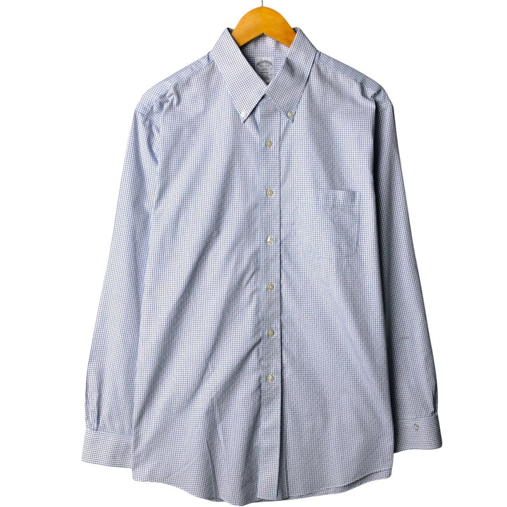 Brooks Brothers Est.1818 REGENT Gingham Check Long Sleeve Button-Down Check Shirt Men's Size L cotton blue type Vintage Second Hand
