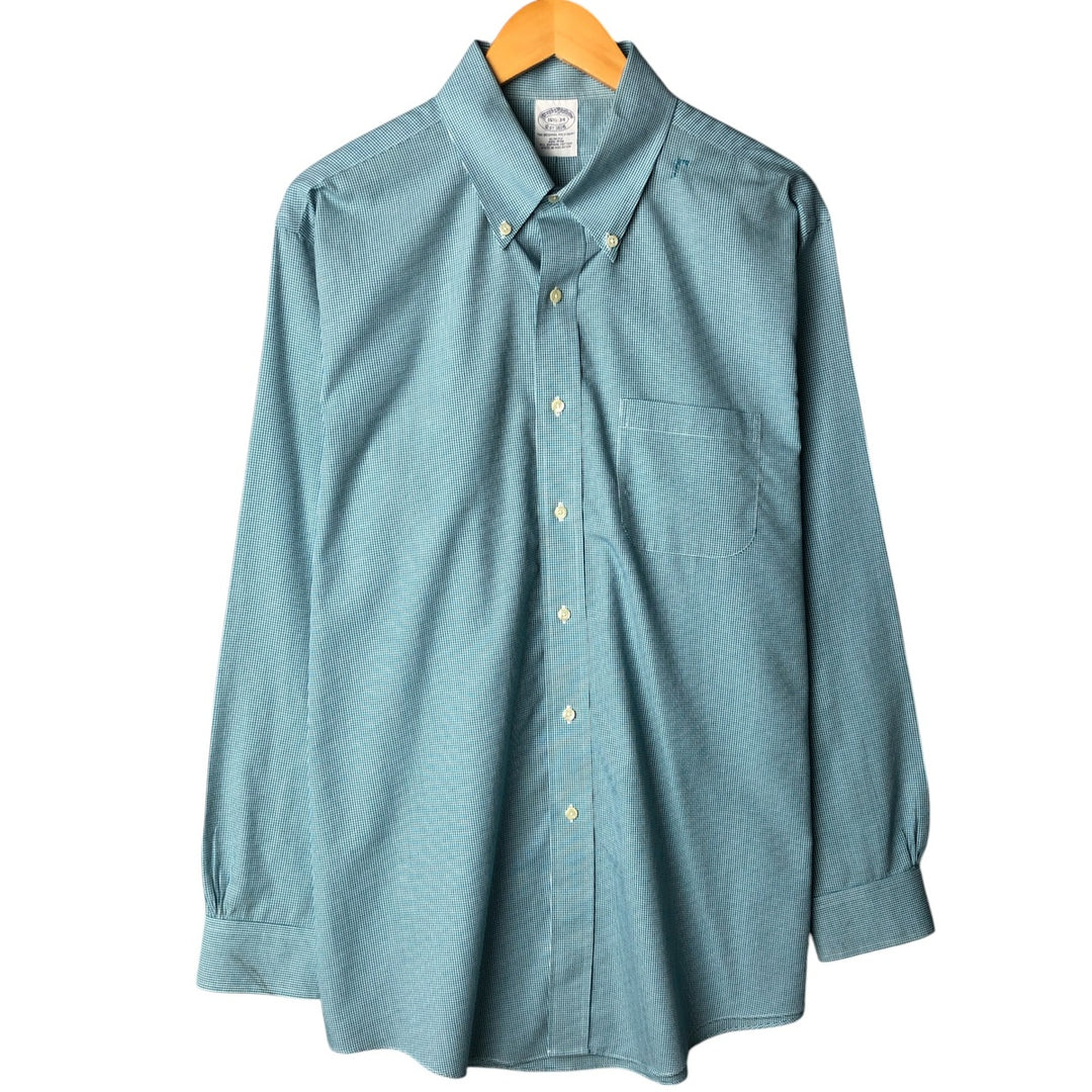 Brooks Brothers Est.1818 Gingham Check Long Sleeve Button-Down Check Shirt Men's Size L cotton Blue type light blue Vintage Second Hand