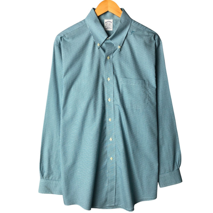Brooks Brothers Est.1818 Gingham Check Long Sleeve Button-Down Check Shirt Men's Size L cotton Blue type light blue Vintage Second Hand