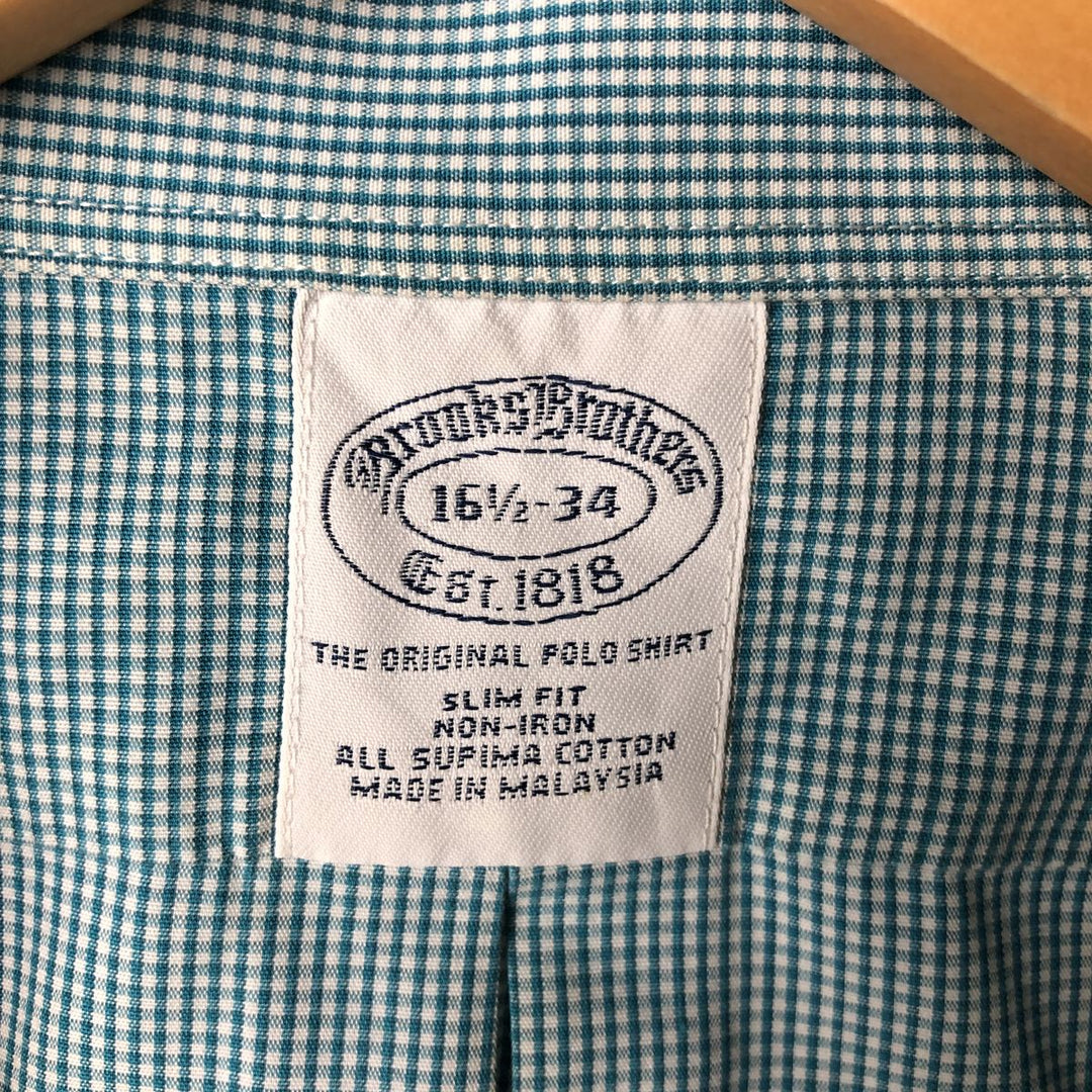 Brooks Brothers Est.1818 Gingham Check Long Sleeve Button-Down Check Shirt Men's Size L cotton Blue type light blue Vintage Second Hand
