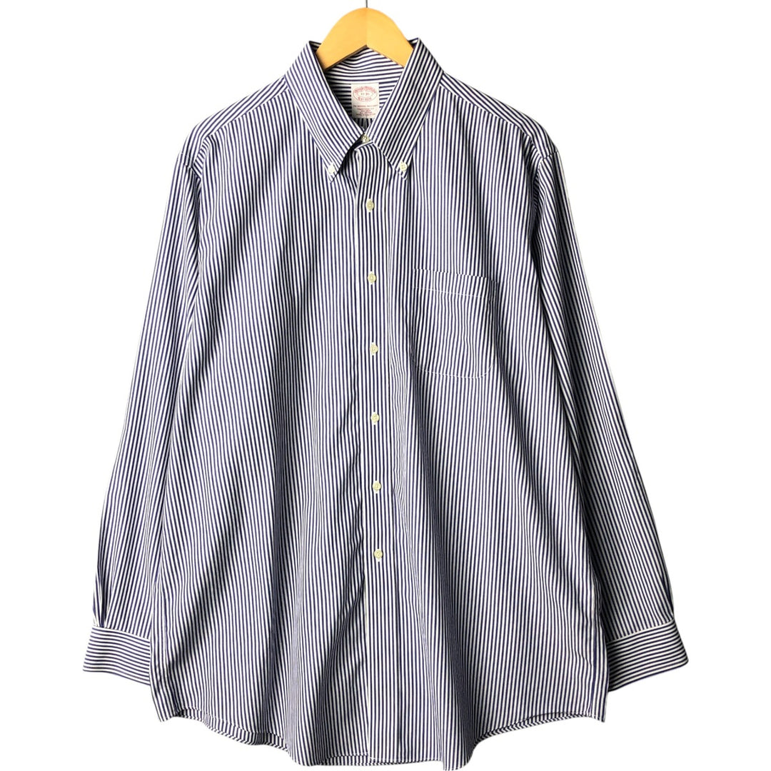 Brooks Brothers Est.1818 Long Sleeve Button-Down Striped Shirt, Men's XL cotton blue type Vintage Second Hand