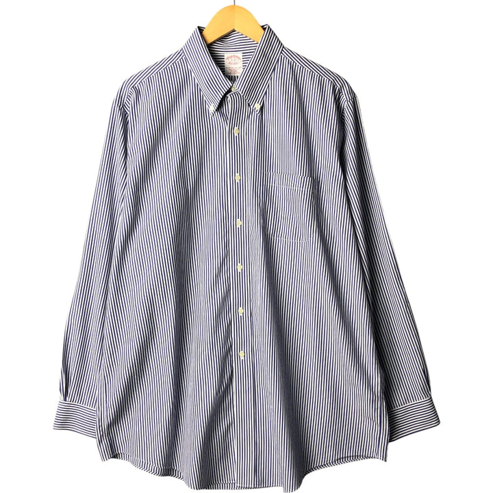 Brooks Brothers Est.1818 Long Sleeve Button-Down Striped Shirt, Men's XL cotton blue type Vintage Second Hand