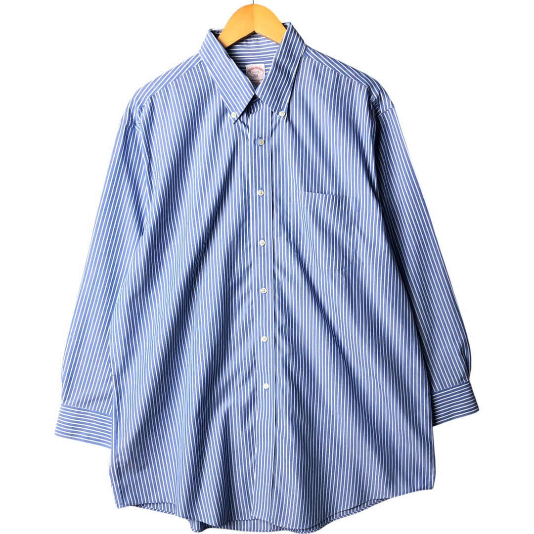 Brooks Brothers 346 Long Sleeve Button-Down Striped Shirt, Men's XL cotton Blue type light blue Vintage Second Hand