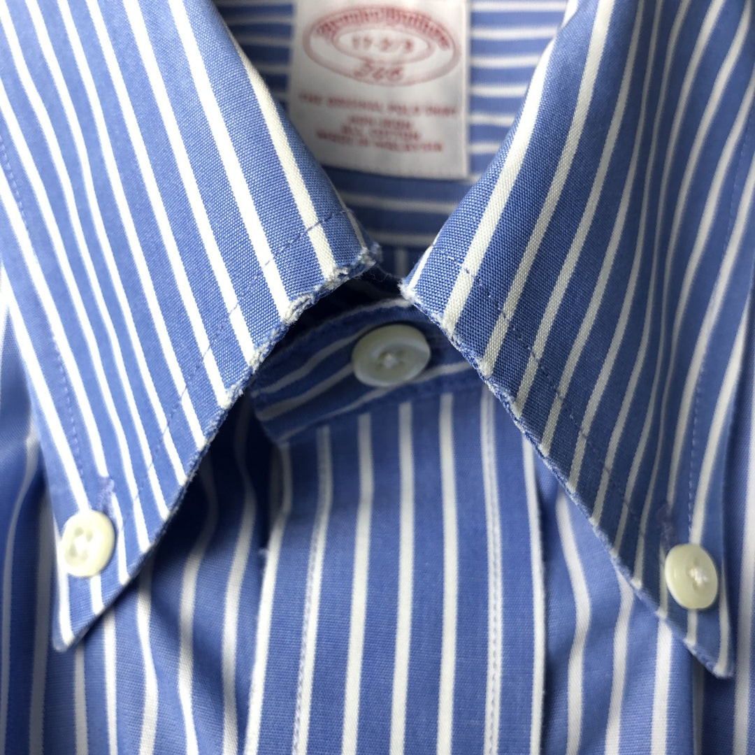 Brooks Brothers 346 Long Sleeve Button-Down Striped Shirt, Men's XL cotton Blue type light blue Vintage Second Hand