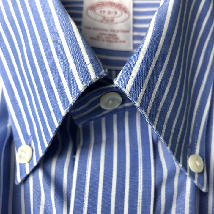 Brooks Brothers 346 Long Sleeve Button-Down Striped Shirt, Men's XL cotton Blue type light blue Vintage Second Hand