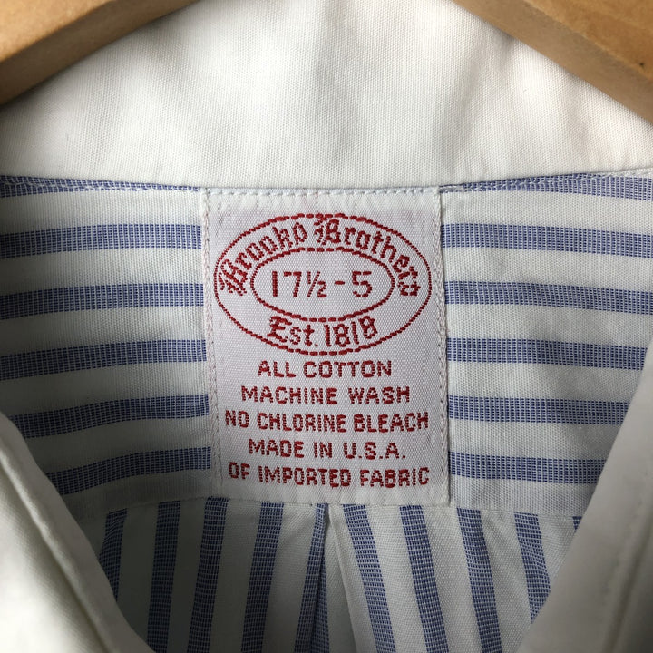 Brooks Brothers Est.1818 Stripe Pattern Wide Collar Cleric Shirt Made in USA Men's XL cotton white type Vintage Second Hand