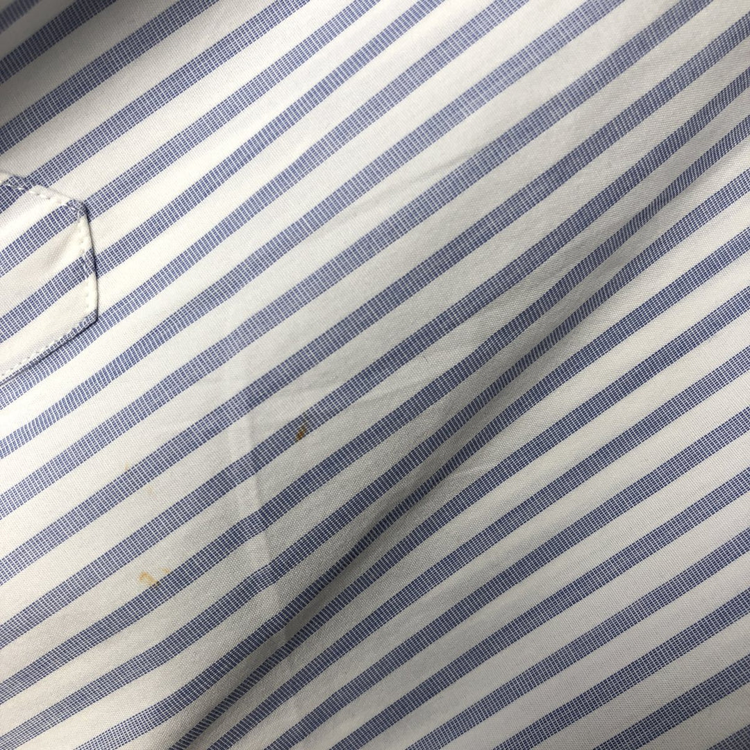 Brooks Brothers Est.1818 Stripe Pattern Wide Collar Cleric Shirt Made in USA Men's XL cotton white type Vintage Second Hand