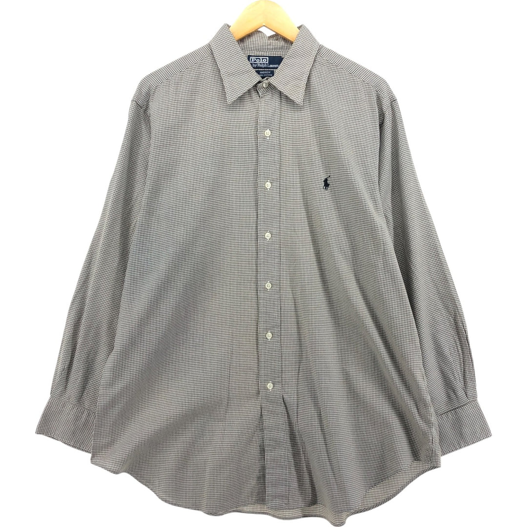 Ralph Lauren POLO by Ralph Lauren ANDREW long sleeve cotton check shirt, men's size L cotton brown type Vintage Second Hand