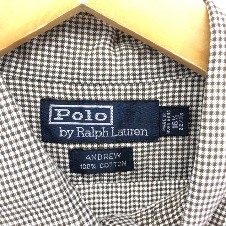 Ralph Lauren POLO by Ralph Lauren ANDREW long sleeve cotton check shirt, men's size L cotton brown type Vintage Second Hand