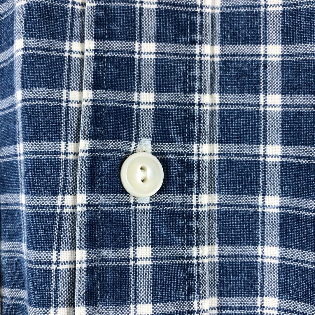 Ralph Lauren POLO by Ralph Lauren short-sleeved cotton check shirt, men's size L cotton blue type Vintage Second Hand