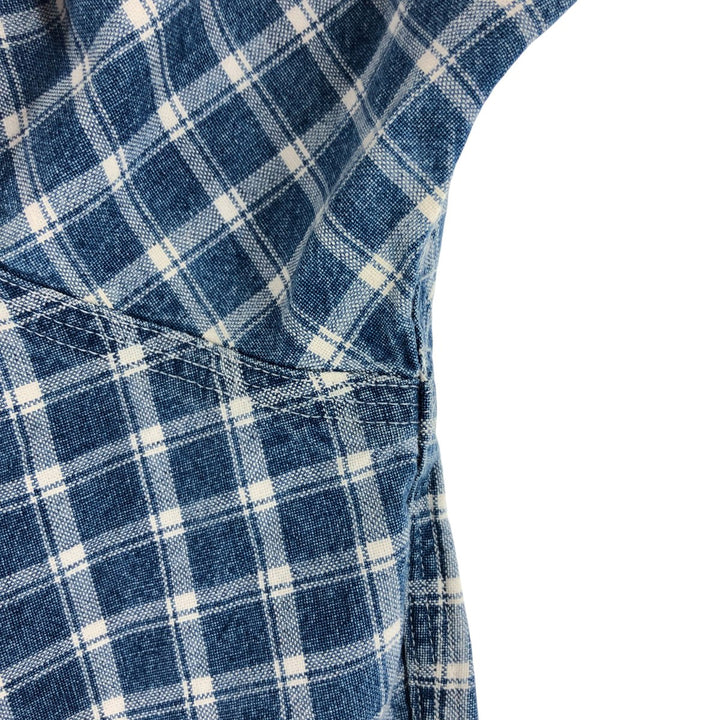 Ralph Lauren POLO by Ralph Lauren short-sleeved cotton check shirt, men's size L cotton blue type Vintage Second Hand