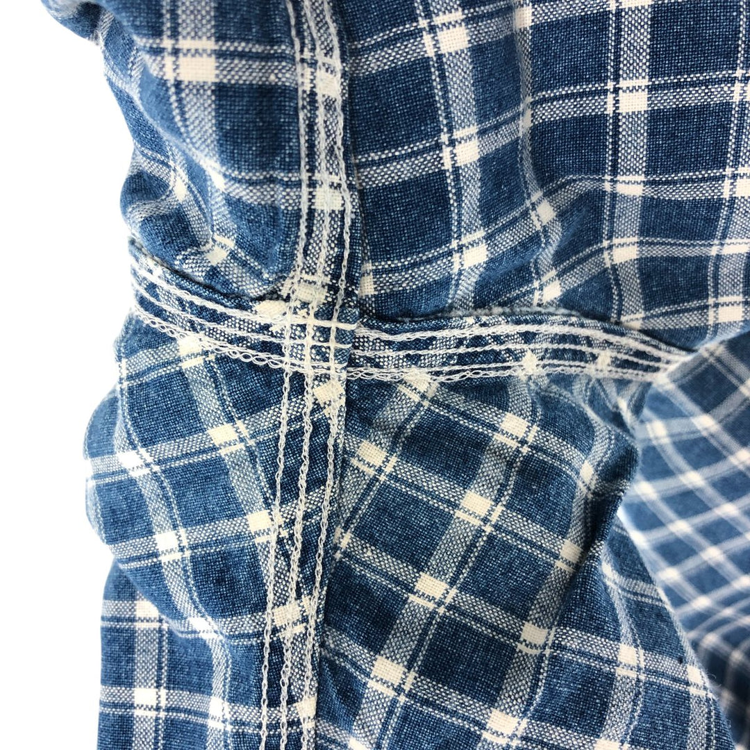 Ralph Lauren POLO by Ralph Lauren short-sleeved cotton check shirt, men's size L cotton blue type Vintage Second Hand