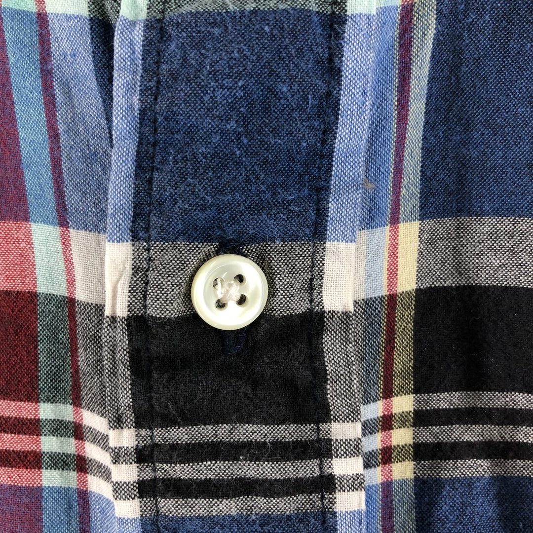 Ralph Lauren BLAKE short sleeve button down check shirt, men's size L cotton navy blue type Vintage Second Hand
