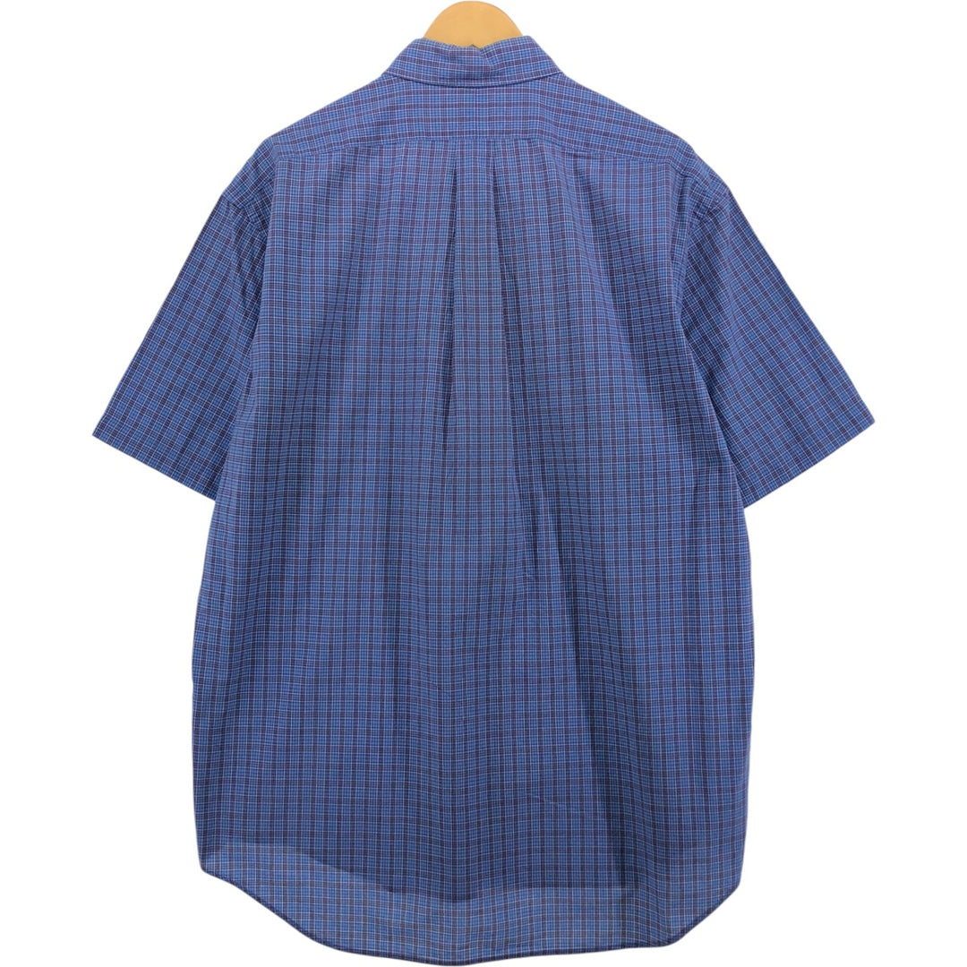 Ralph Lauren BLAKE short sleeve button down check shirt, men's size L cotton blue type Vintage Second Hand