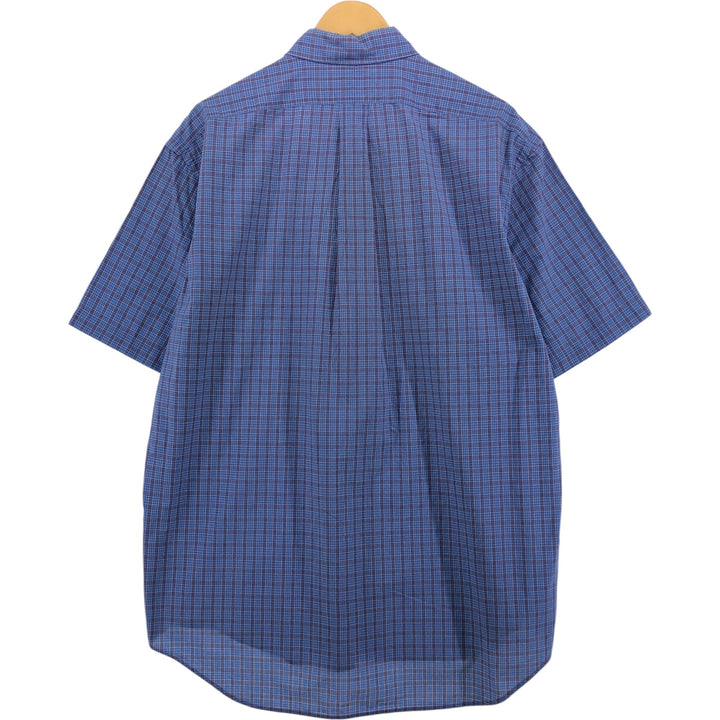 Ralph Lauren BLAKE short sleeve button down check shirt, men's size L cotton blue type Vintage Second Hand
