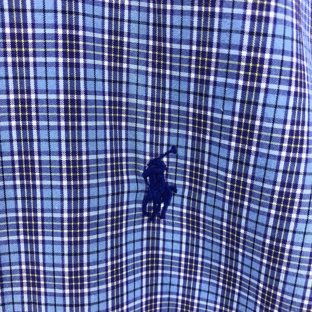 Ralph Lauren BLAKE short sleeve button down check shirt, men's size L cotton blue type Vintage Second Hand