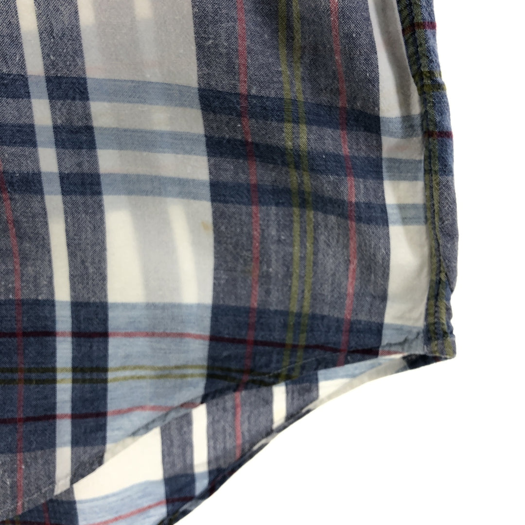 Ralph Lauren BLAKE short sleeve button down check shirt, men's size L cotton navy blue type Vintage Second Hand