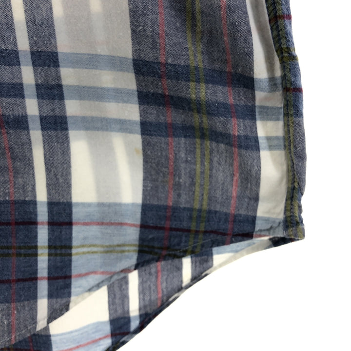Ralph Lauren BLAKE short sleeve button down check shirt, men's size L cotton navy blue type Vintage Second Hand