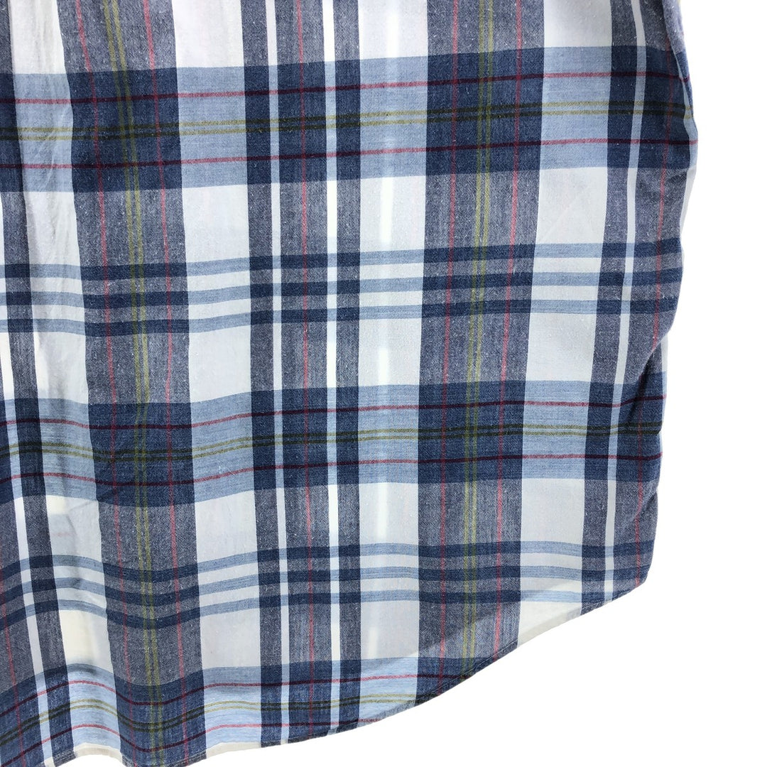 Ralph Lauren BLAKE short sleeve button down check shirt, men's size L cotton navy blue type Vintage Second Hand