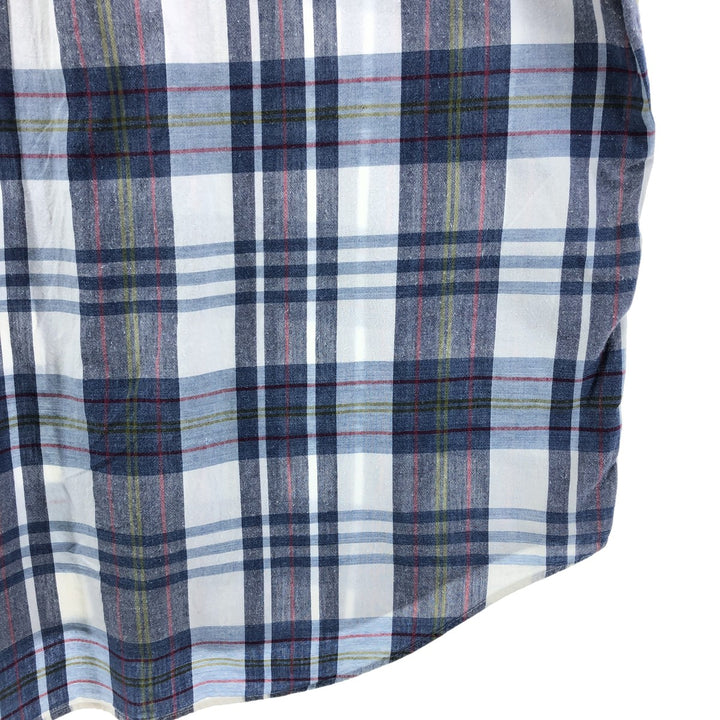 Ralph Lauren BLAKE short sleeve button down check shirt, men's size L cotton navy blue type Vintage Second Hand