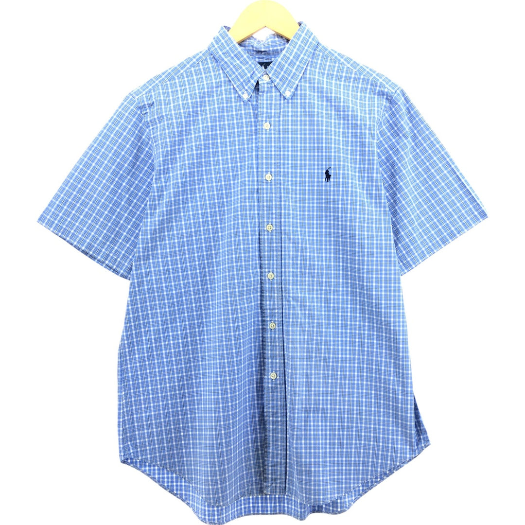 Ralph Lauren Classic Fit short sleeve button down check shirt, men's size L cotton blue type Vintage Second Hand