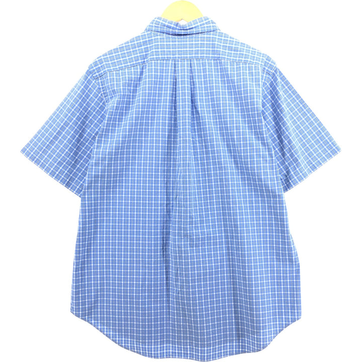 Ralph Lauren Classic Fit short sleeve button down check shirt, men's size L cotton blue type Vintage Second Hand