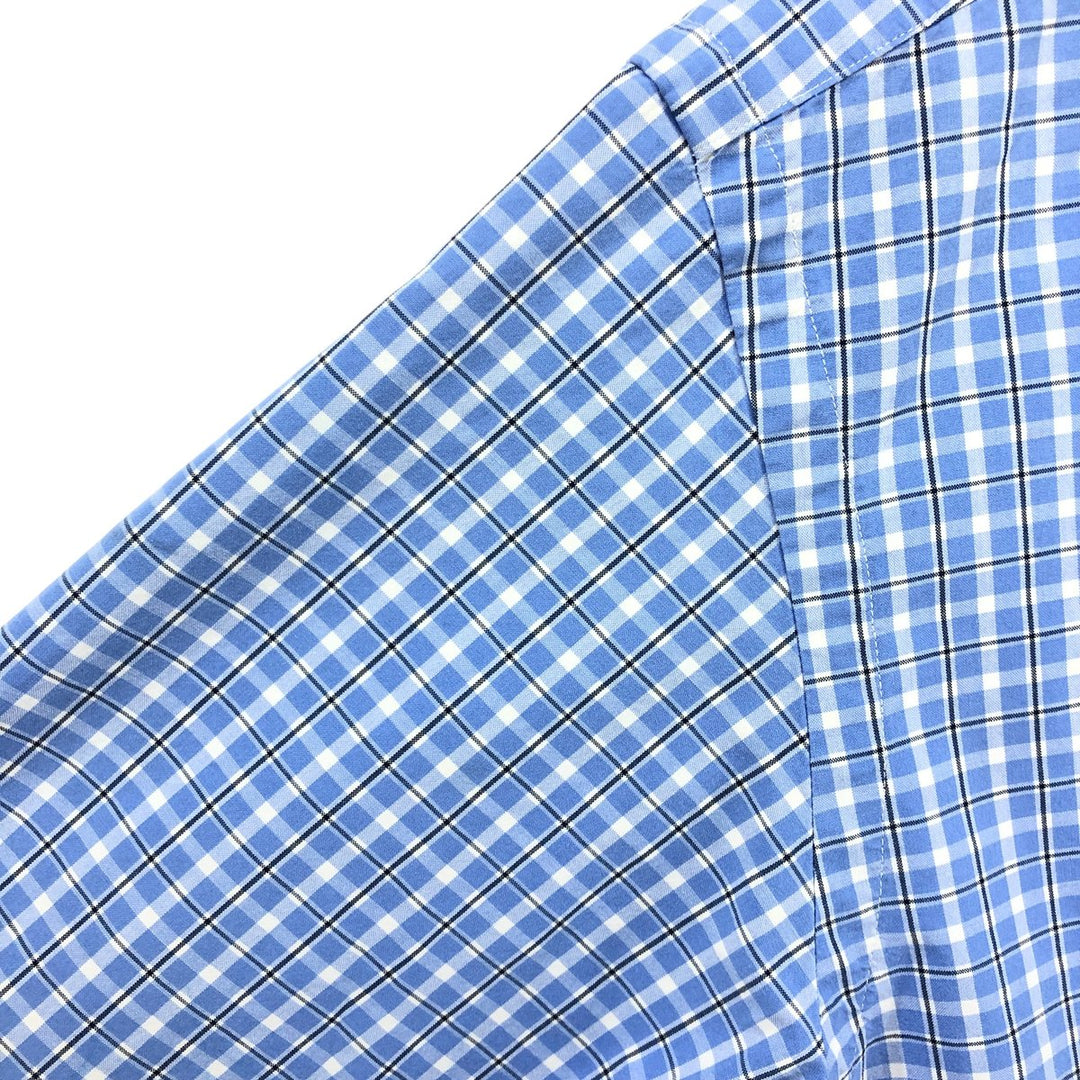 Ralph Lauren Classic Fit short sleeve button down check shirt, men's size L cotton blue type Vintage Second Hand