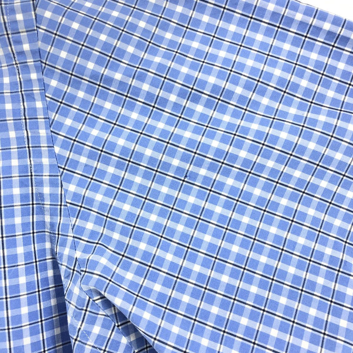 Ralph Lauren Classic Fit short sleeve button down check shirt, men's size L cotton blue type Vintage Second Hand