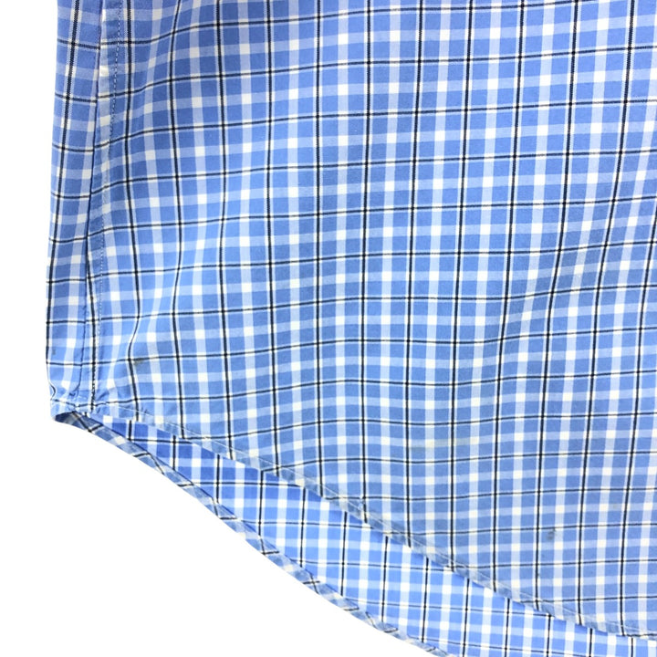 Ralph Lauren Classic Fit short sleeve button down check shirt, men's size L cotton blue type Vintage Second Hand