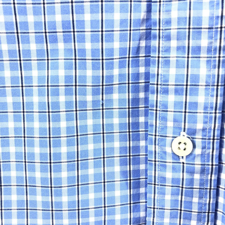 Ralph Lauren Classic Fit short sleeve button down check shirt, men's size L cotton blue type Vintage Second Hand