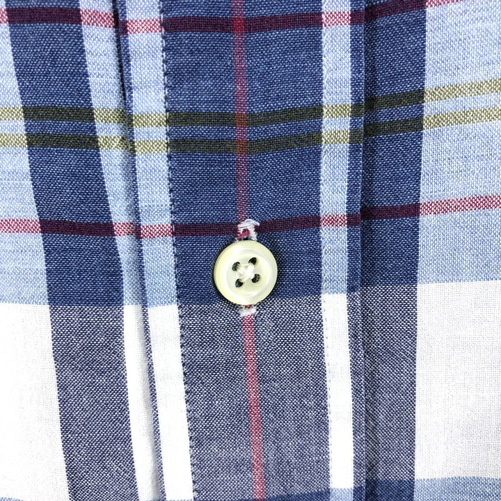Ralph Lauren short sleeve button down check shirt, men's size L unclear Navy blue Vintage Second Hand