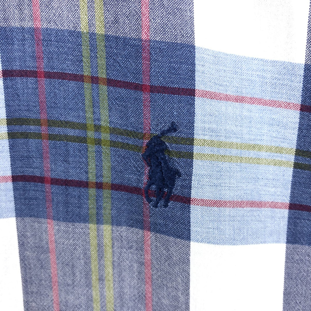 Ralph Lauren short sleeve button down check shirt, men's size L unclear Navy blue Vintage Second Hand