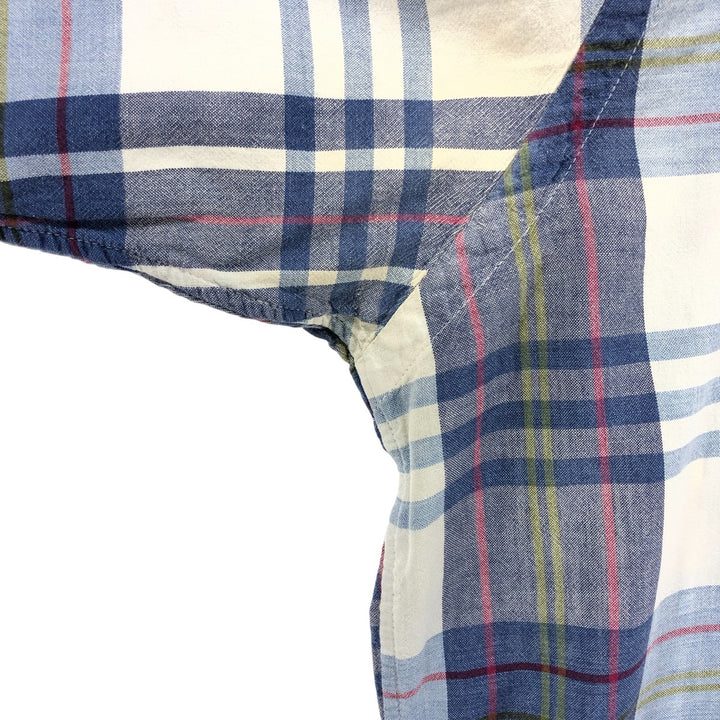Ralph Lauren short sleeve button down check shirt, men's size L unclear Navy blue Vintage Second Hand