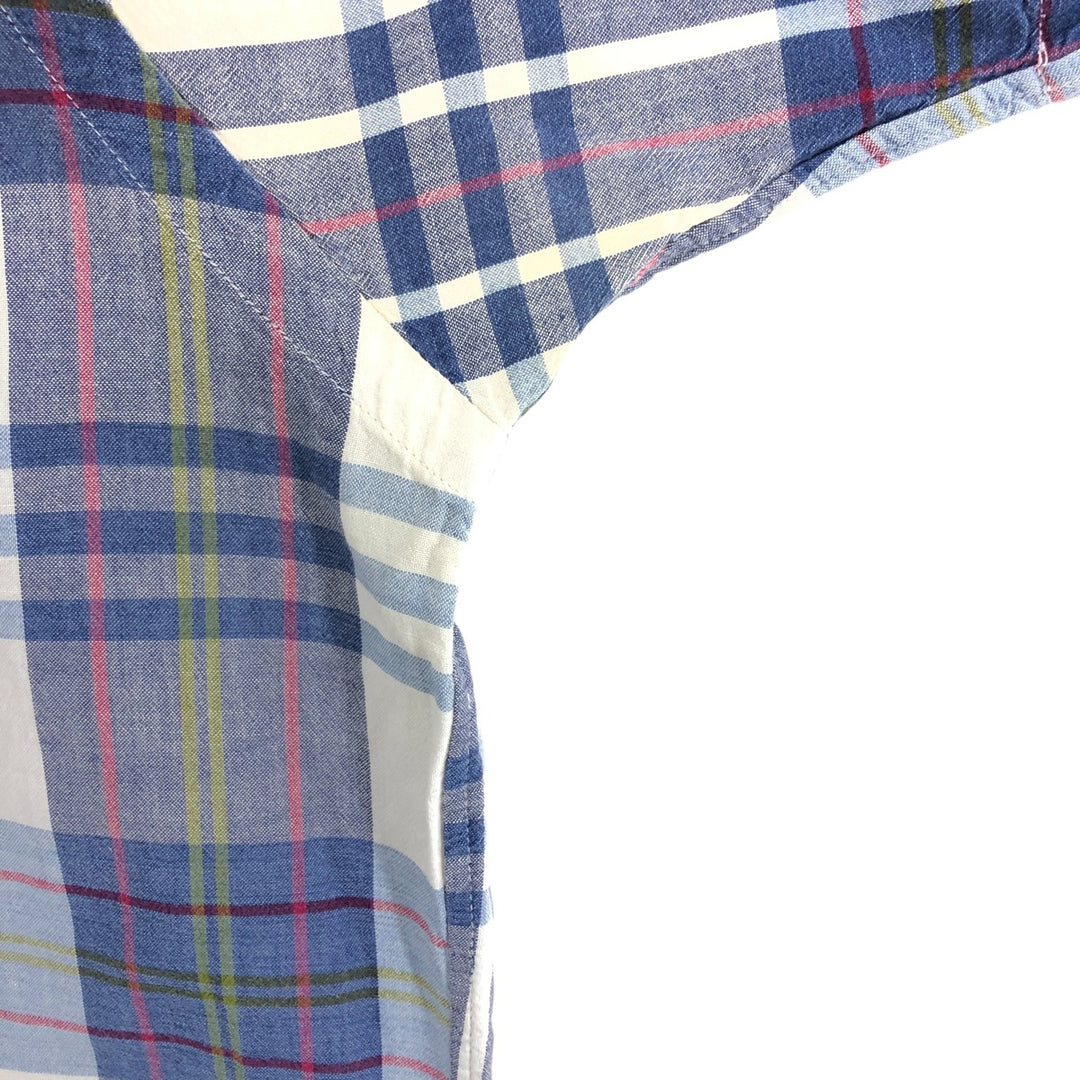 Ralph Lauren short sleeve button down check shirt, men's size L unclear Navy blue Vintage Second Hand