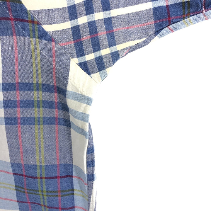 Ralph Lauren short sleeve button down check shirt, men's size L unclear Navy blue Vintage Second Hand
