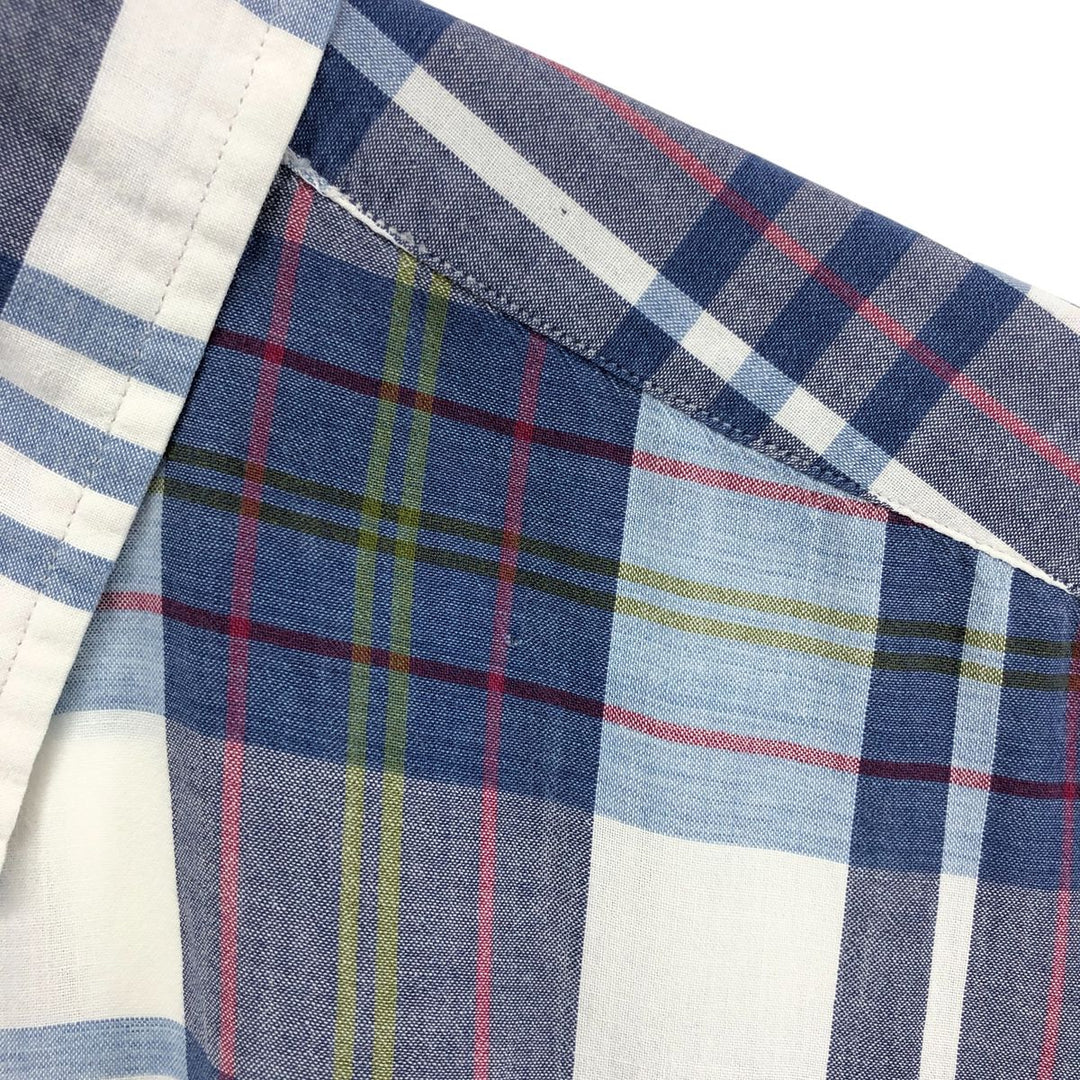 Ralph Lauren short sleeve button down check shirt, men's size L unclear Navy blue Vintage Second Hand
