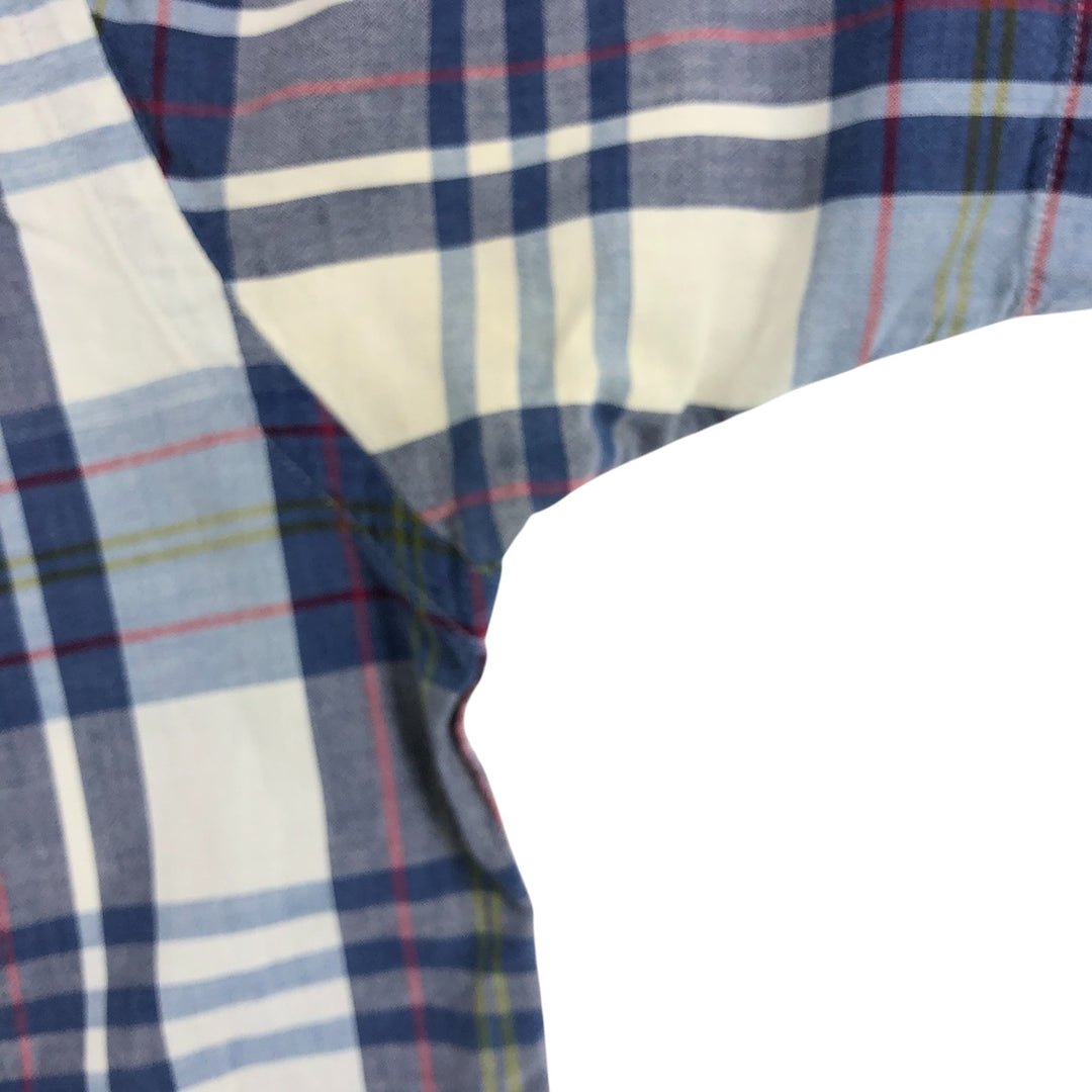 Ralph Lauren short sleeve button down check shirt, men's size L unclear Navy blue Vintage Second Hand