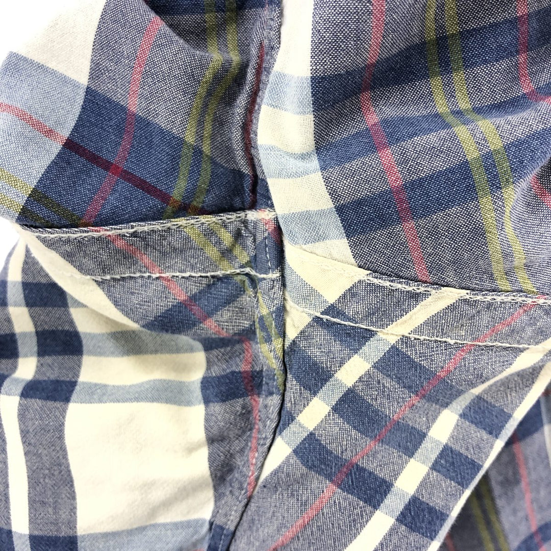 Ralph Lauren short sleeve button down check shirt, men's size L unclear Navy blue Vintage Second Hand