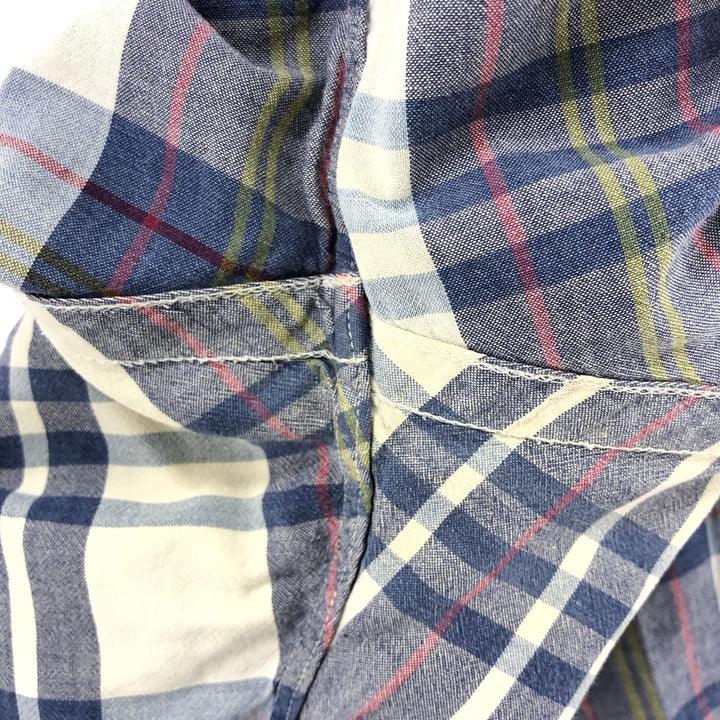 Ralph Lauren short sleeve button down check shirt, men's size L unclear Navy blue Vintage Second Hand